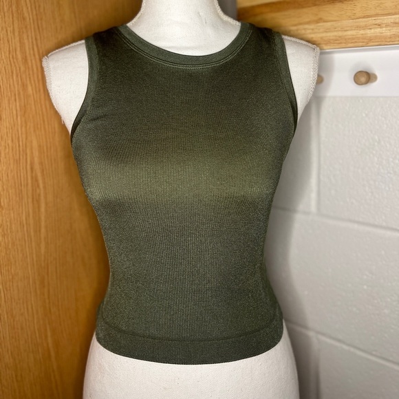 Express Green ribbed tank w/ glitter sheen - Picture 1 of 3